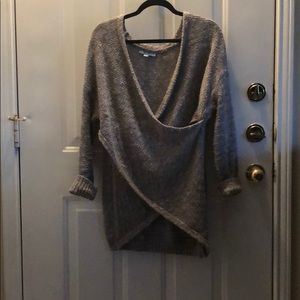 She + Sky grey cozy  knitted cross front sweater